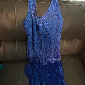 Elegant Blue Sequin Dress